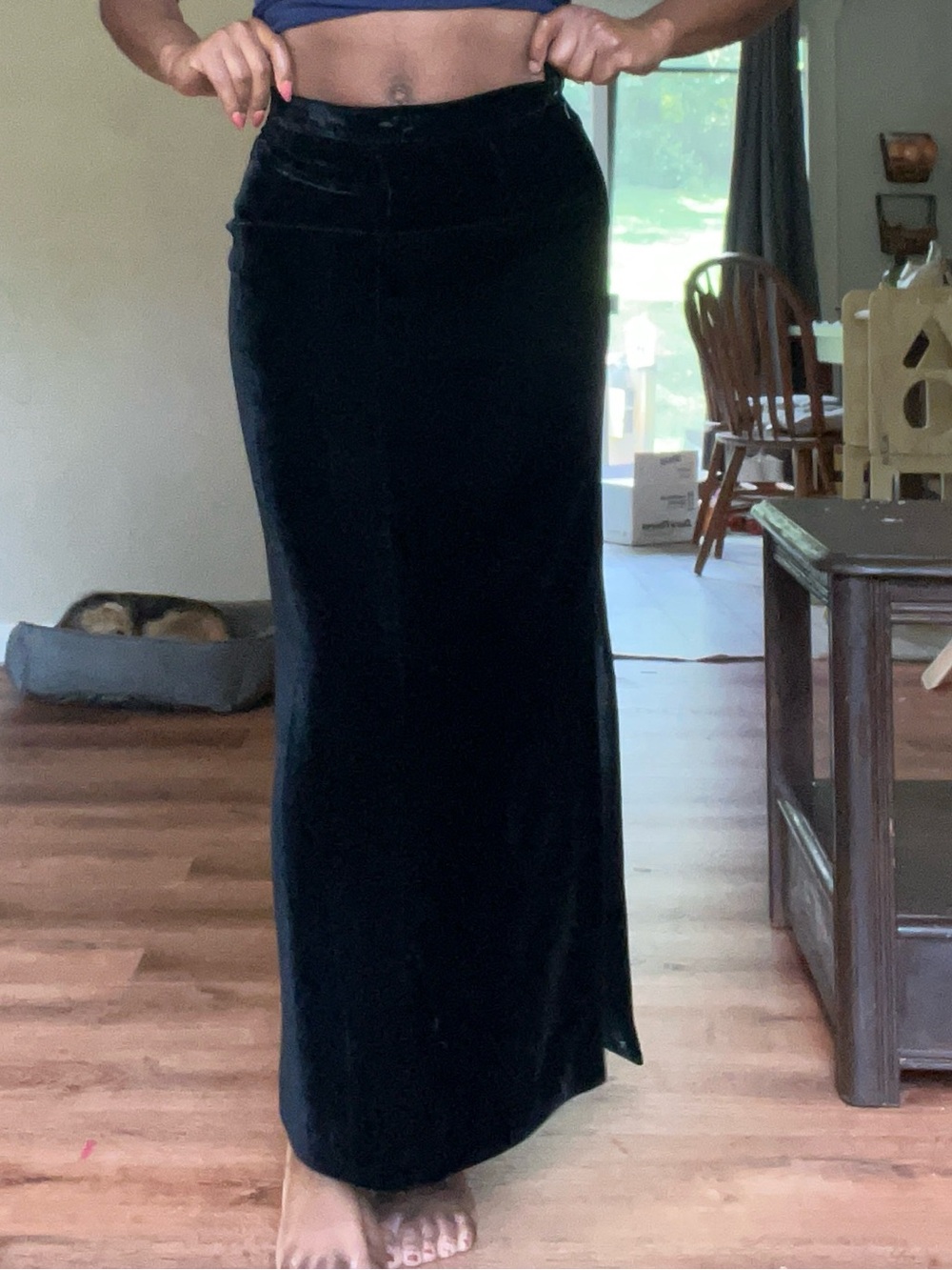 Vintage Ann Taylor Black Velvet Maxi Skirt Size 2 Silk Rayon 90s Y2K